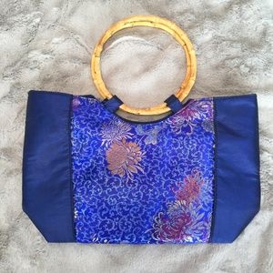 Blue Floral Asian Inspired Purse